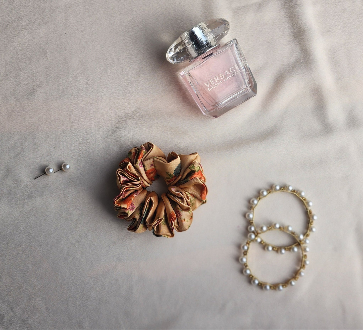 Floral Print Silk Scrunchie