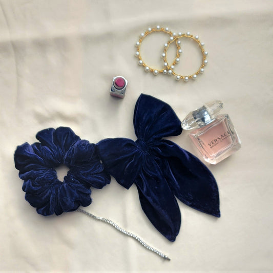 Royal Velvet Hair Duo – Deep Sapphire Elegance ✨💙
