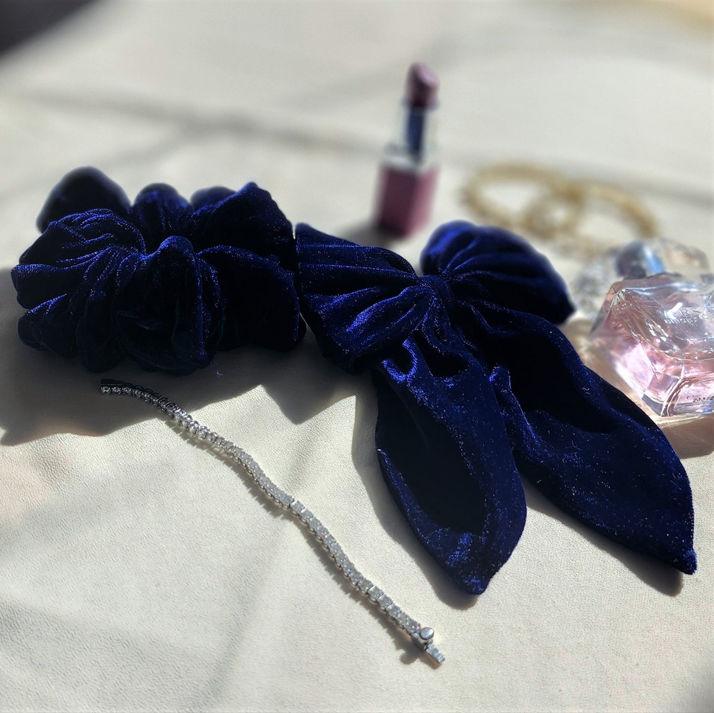Royal Velvet Hair Duo – Deep Sapphire Elegance ✨💙