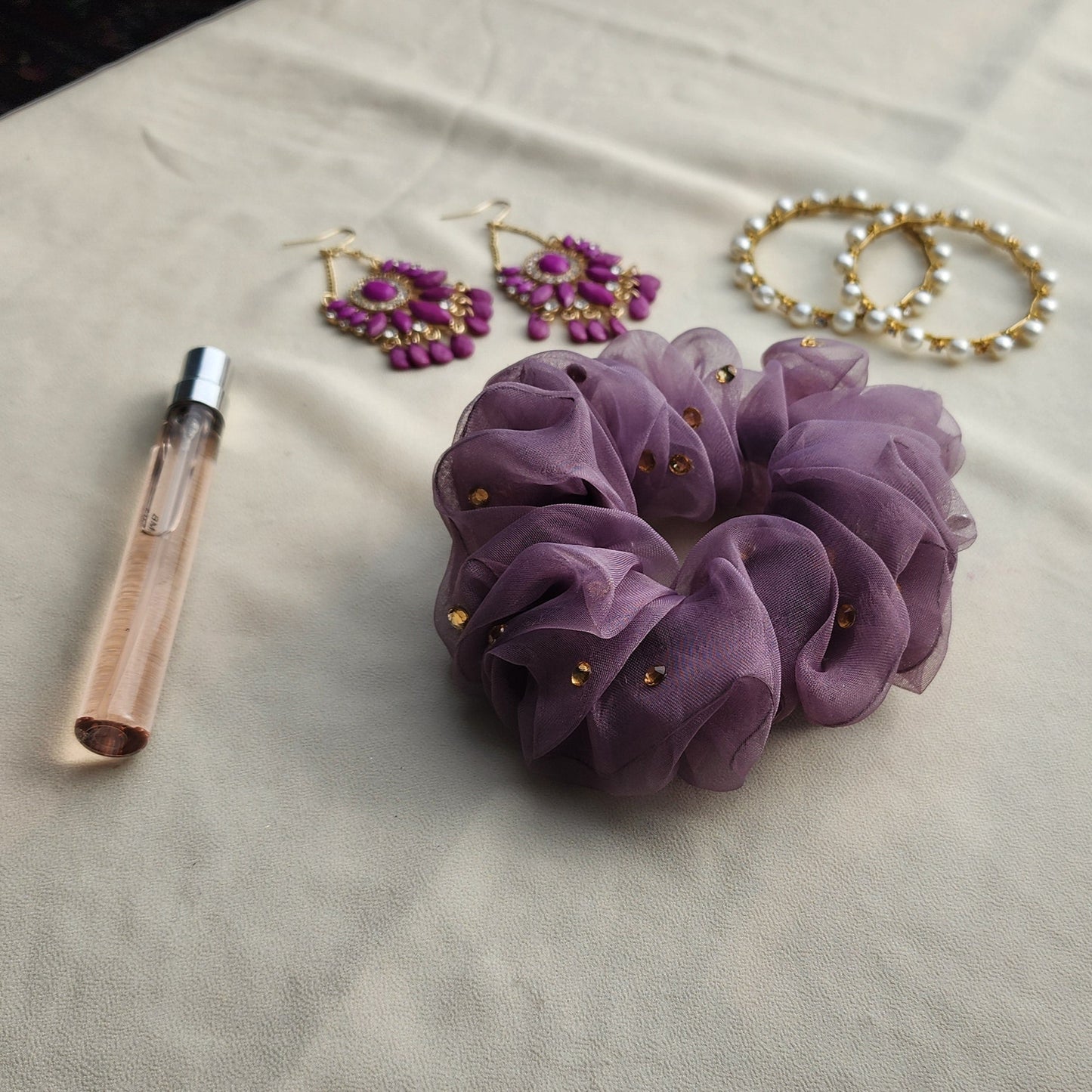Sheer Scrunchie with Rhinestones