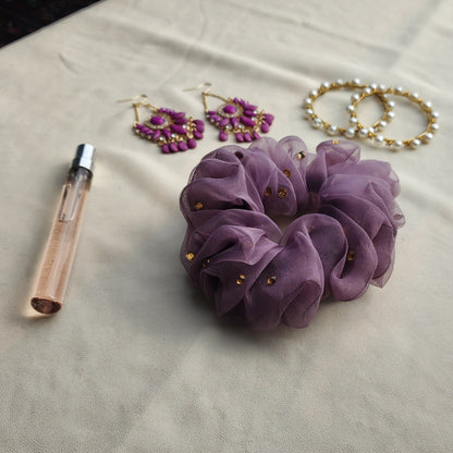 Sheer Scrunchie with Rhinestones
