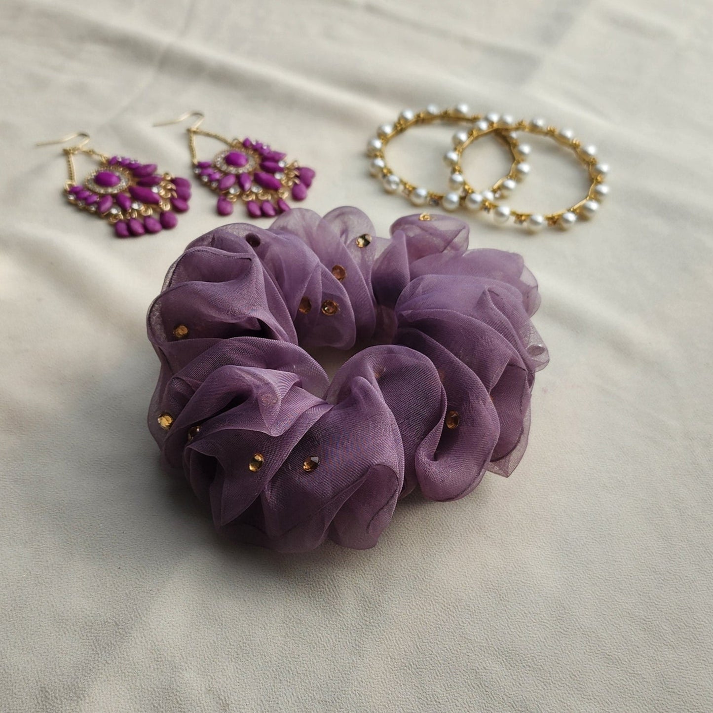 Sheer Scrunchie with Rhinestones