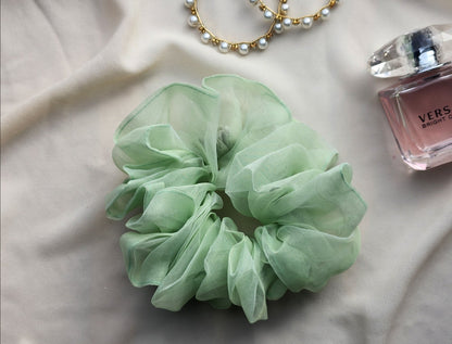 Sheer Scrunchie in Pastel Green