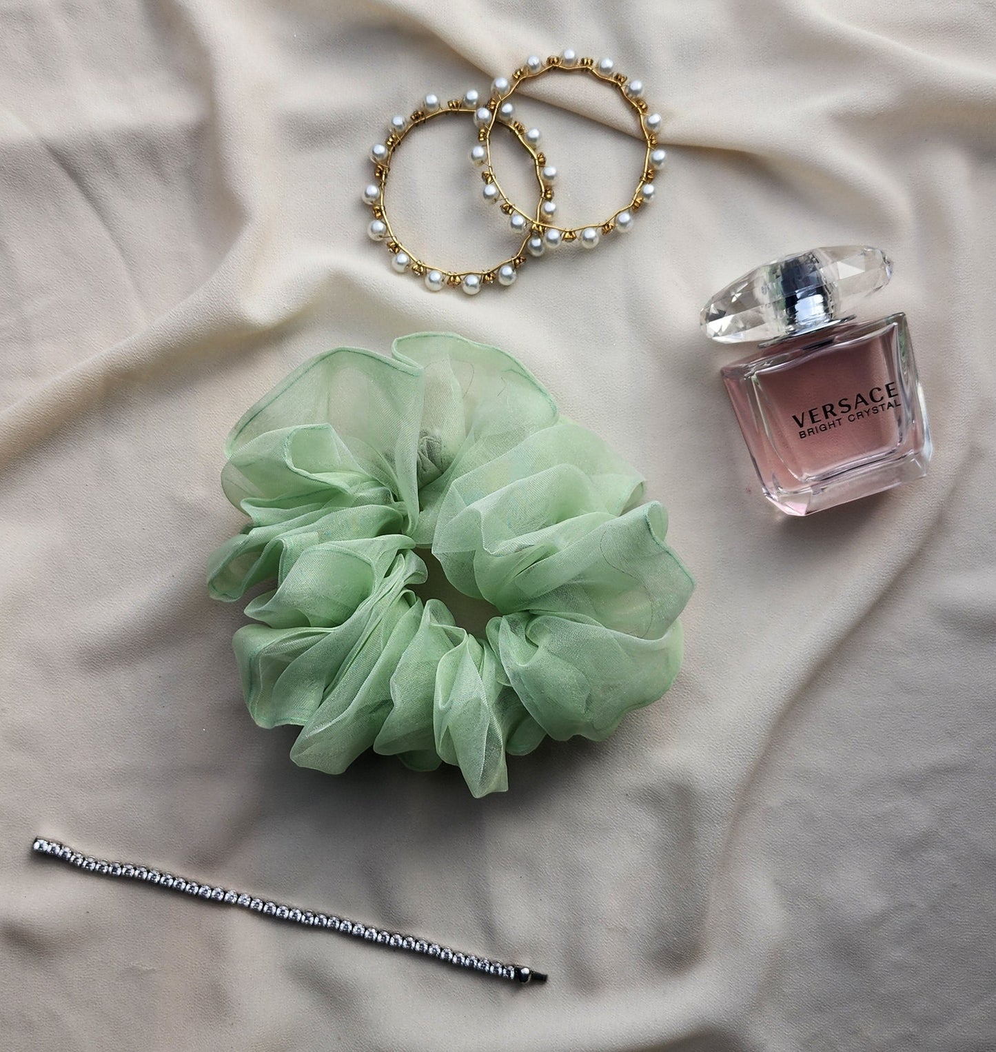 Sheer Scrunchie in Pastel Green