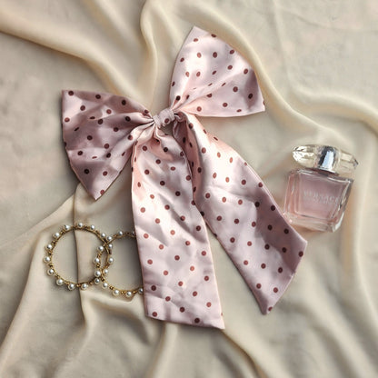 Blush Pink Polka Dot Silk Bow