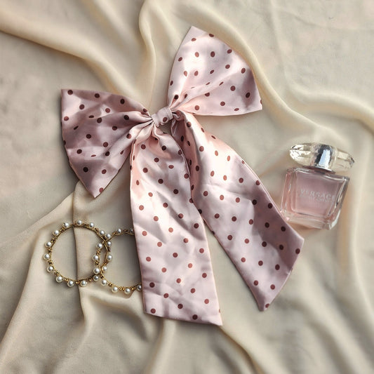 Blush Pink Polka Dot Silk Bow