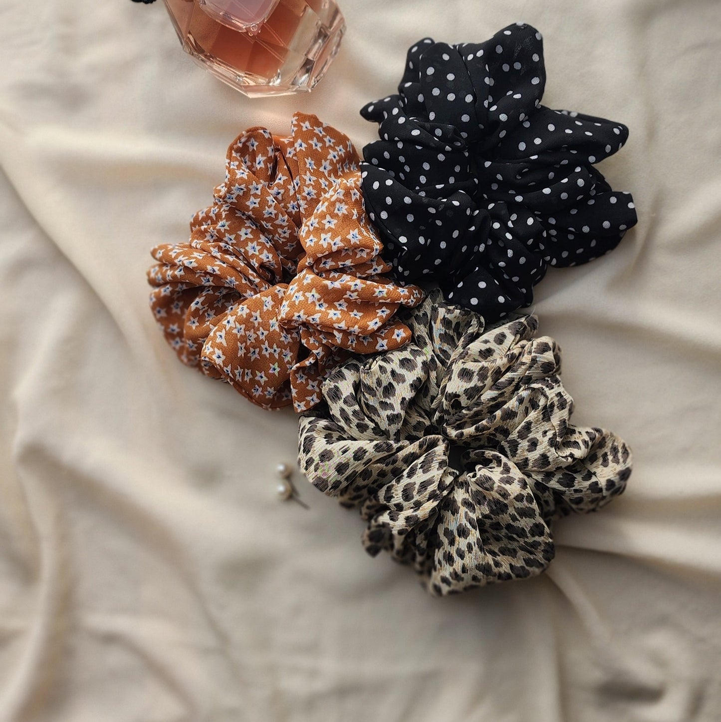 Elegant Printed Chiffon Scrunchie