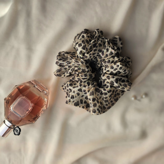 Leopard Printed Chiffon Scrunchie