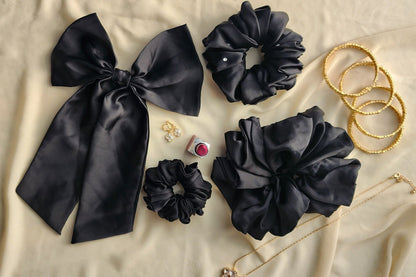 Luxe Black Silk Hair Set