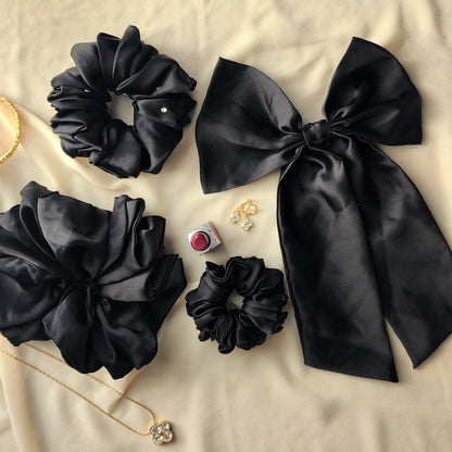 Luxe Black Silk Hair Set